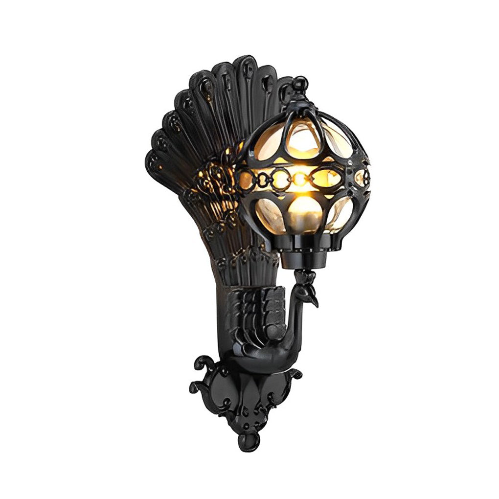 Helmsley Peacock Outdoor Wall Light Hand Painted IP55