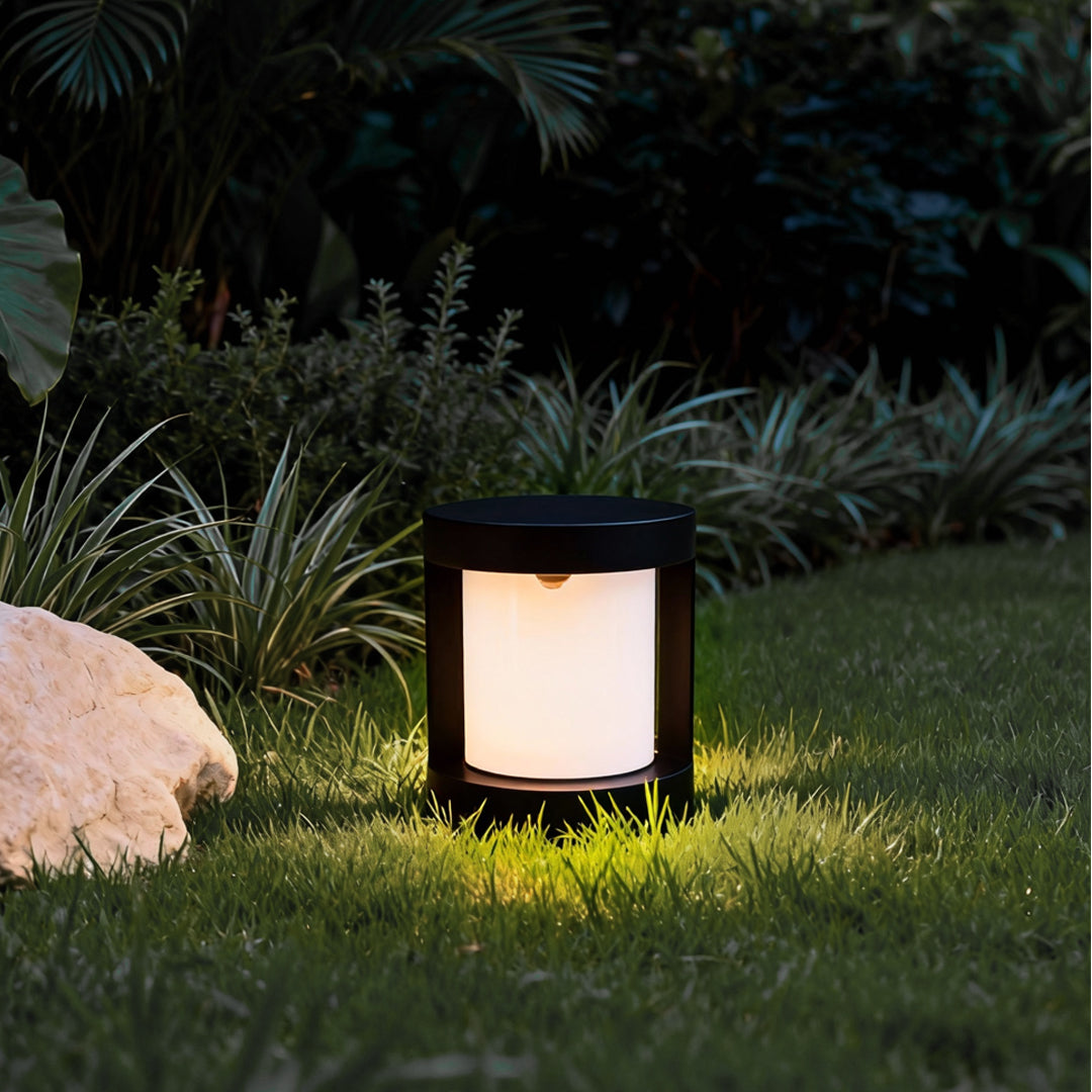Eyam Cylinder Bollard Light Solar or Hardwired Path Light