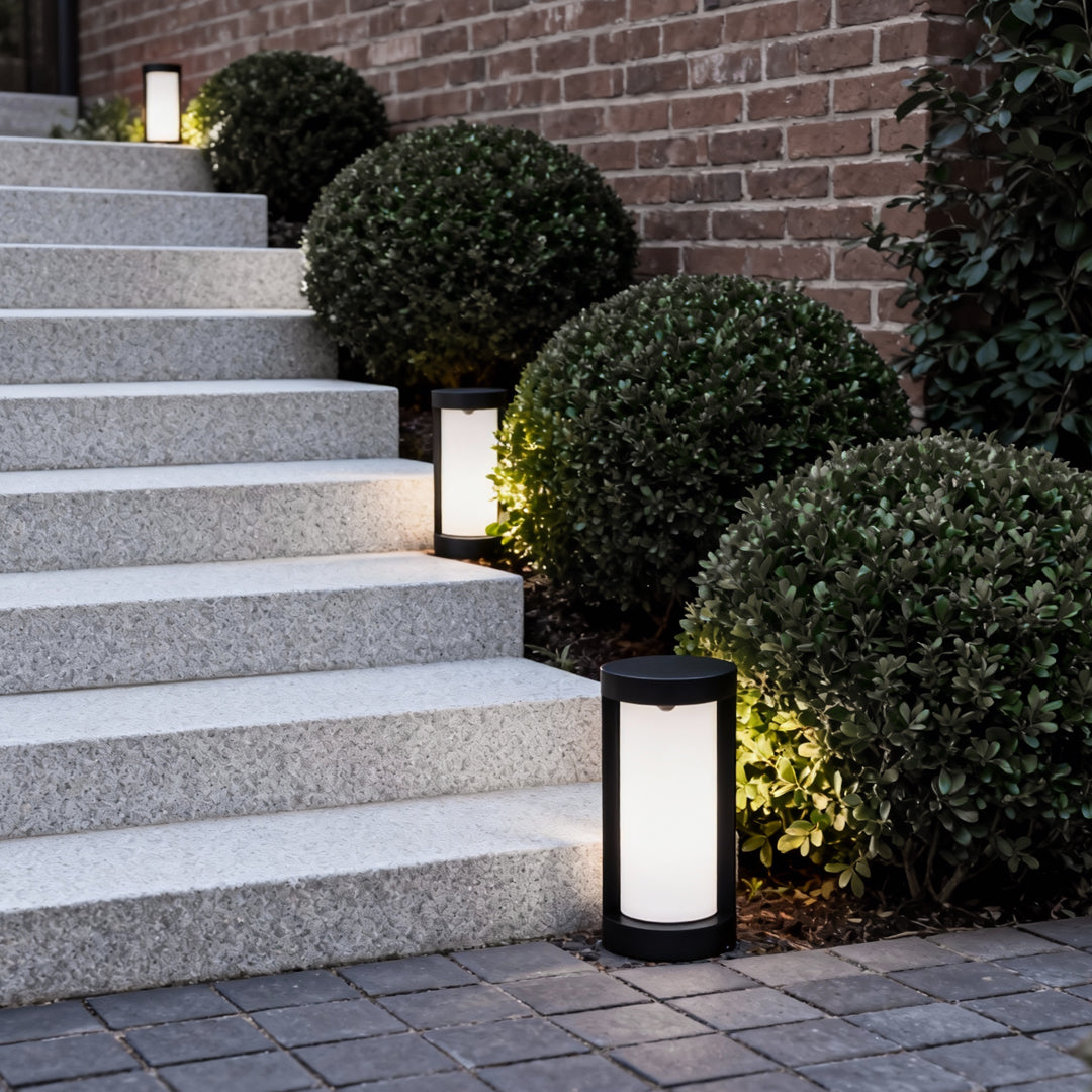 Eyam Cylinder Bollard Light Solar or Hardwired Path Light