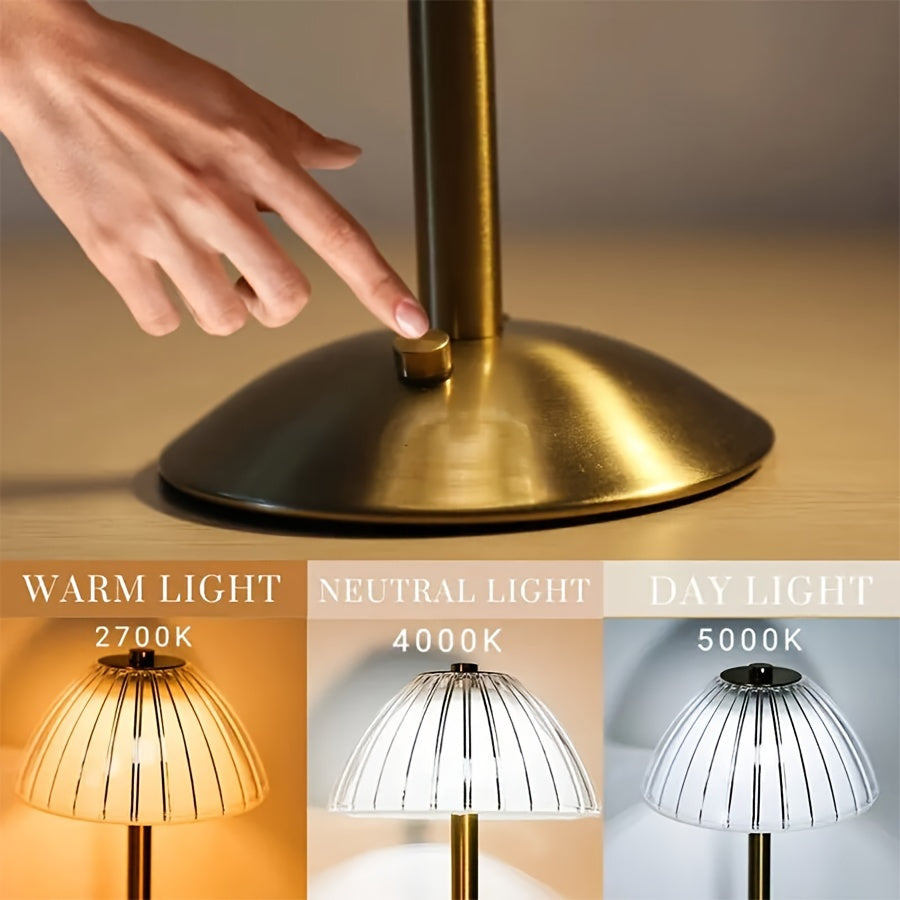 Arncliffe Ribbed Table Lamp Cordless Touch Three Tones