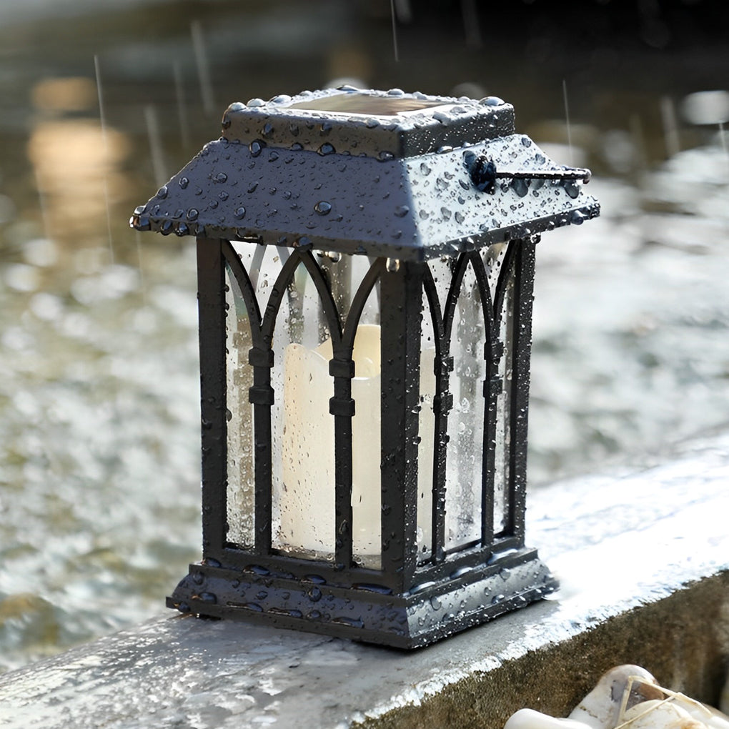 Belford Candlestick Solar Lantern Black Dusk to Dawn