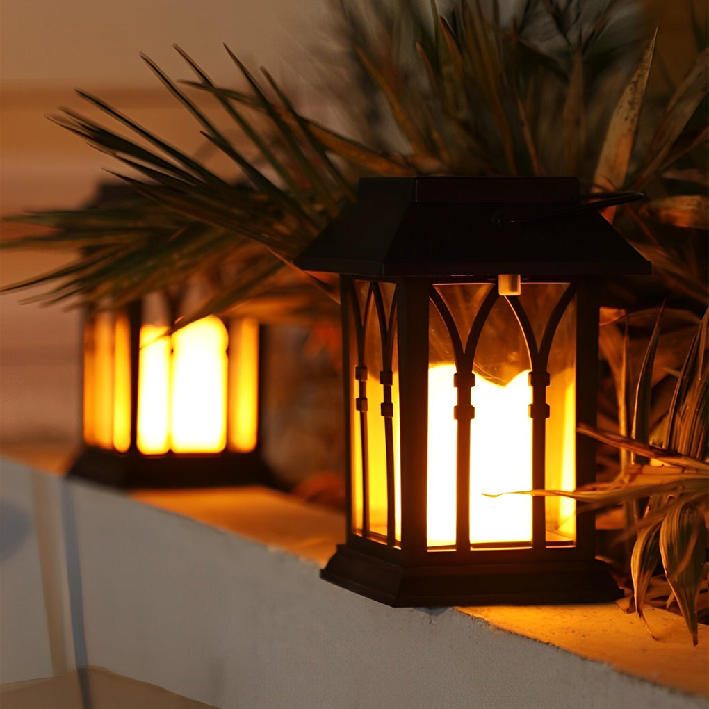 Belford Candlestick Solar Lantern Black Dusk to Dawn