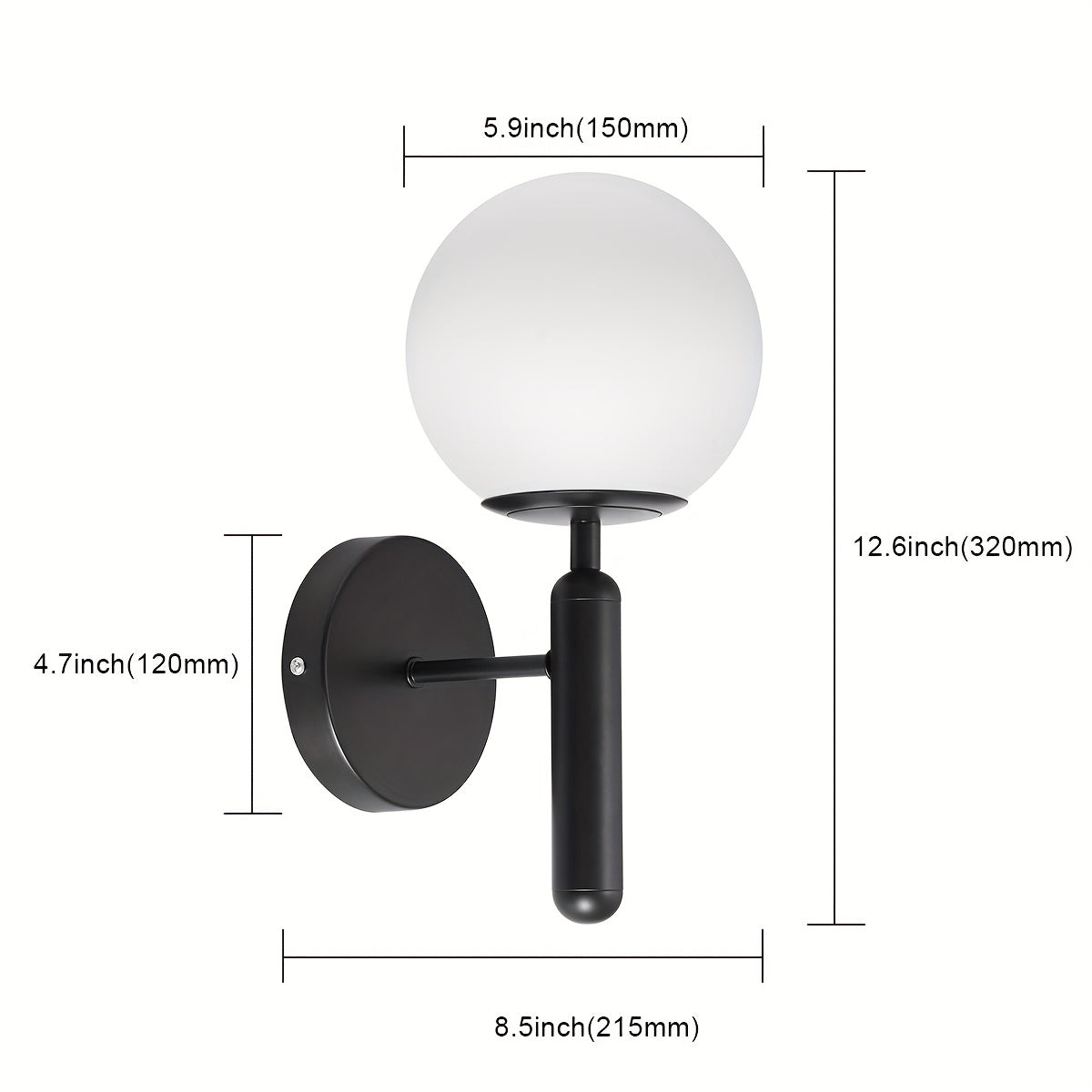 Horton Glass Globe Wall Sconce Polished Metal Semi Flush