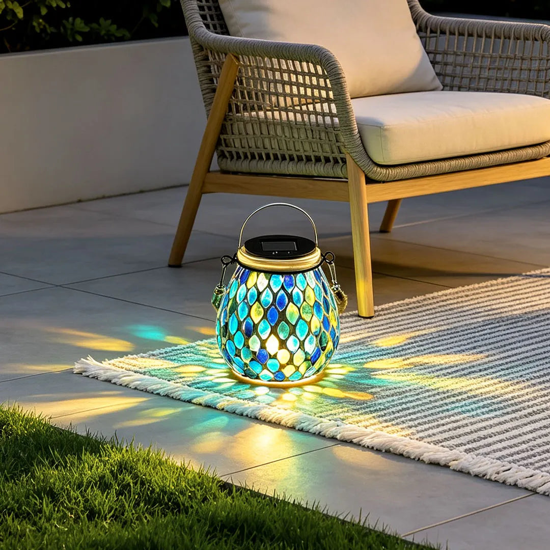Wooler Mosaic Glass Solar Lights Set of 4 Garden Lanterns