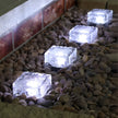Reeth Solar Ice Cube Step Lights Set of 4 Crystal Glass