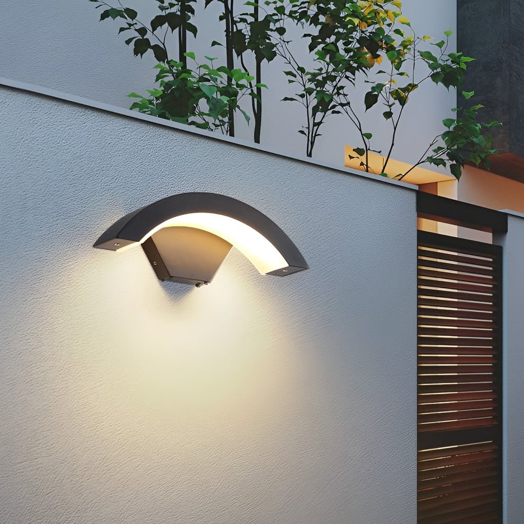 Warkworth Curved LED Porch Wall Light Black Downlight