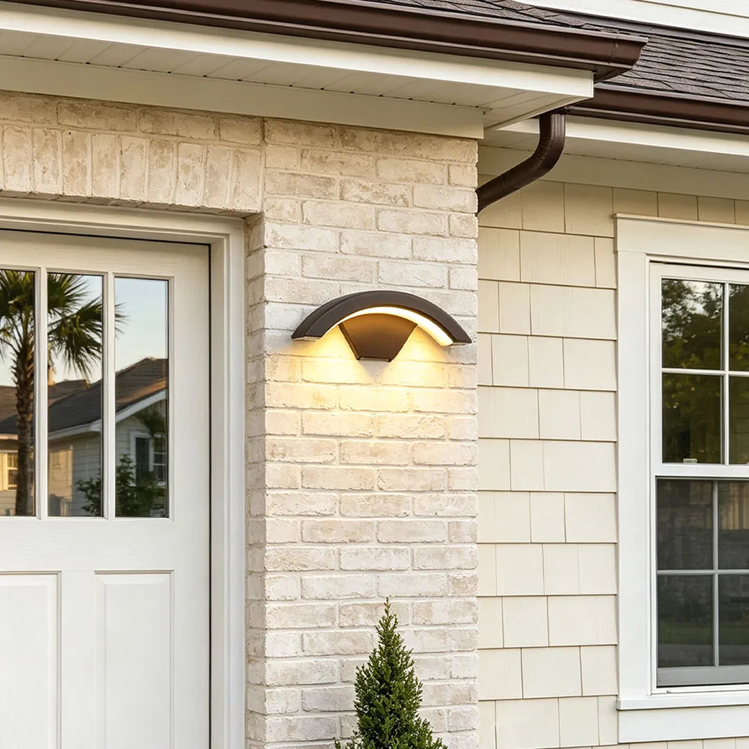 Warkworth Curved LED Porch Wall Light Black Downlight