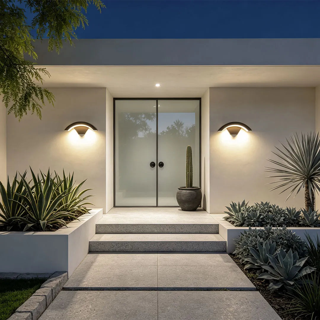 Warkworth Curved LED Porch Wall Light Black Downlight