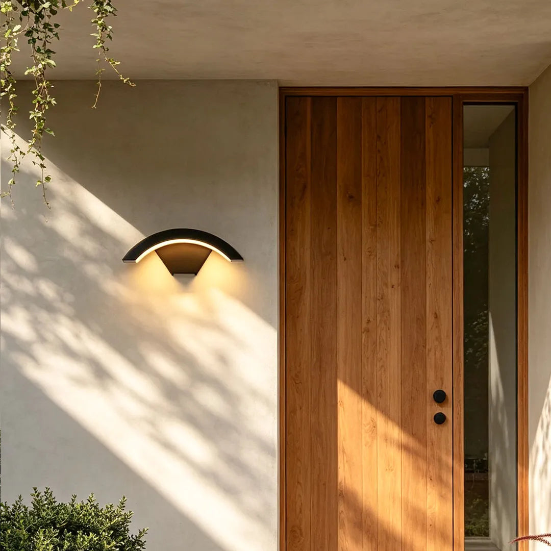 Warkworth Curved LED Porch Wall Light Black Downlight