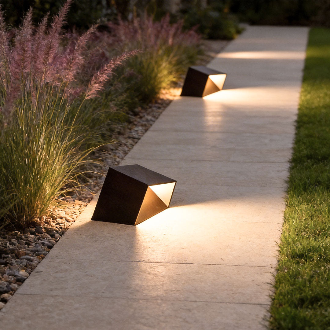 Hartland Cube Path Light Glass Geometric Garden Light