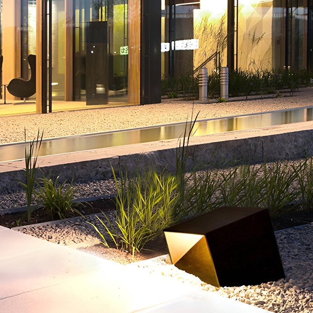 Hartland Cube Path Light Glass Geometric Garden Light