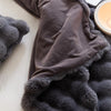 Sedgwick Faux Rabbit Fur Throw Blanket and Cushion
