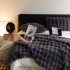 Sedgwick Faux Rabbit Fur Throw Blanket and Cushion