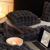Sedgwick Faux Rabbit Fur Throw Blanket and Cushion