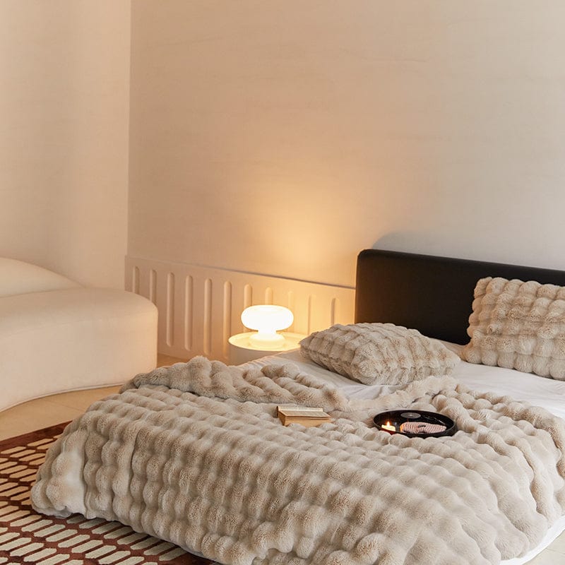 Sedgwick Faux Rabbit Fur Throw Blanket and Cushion