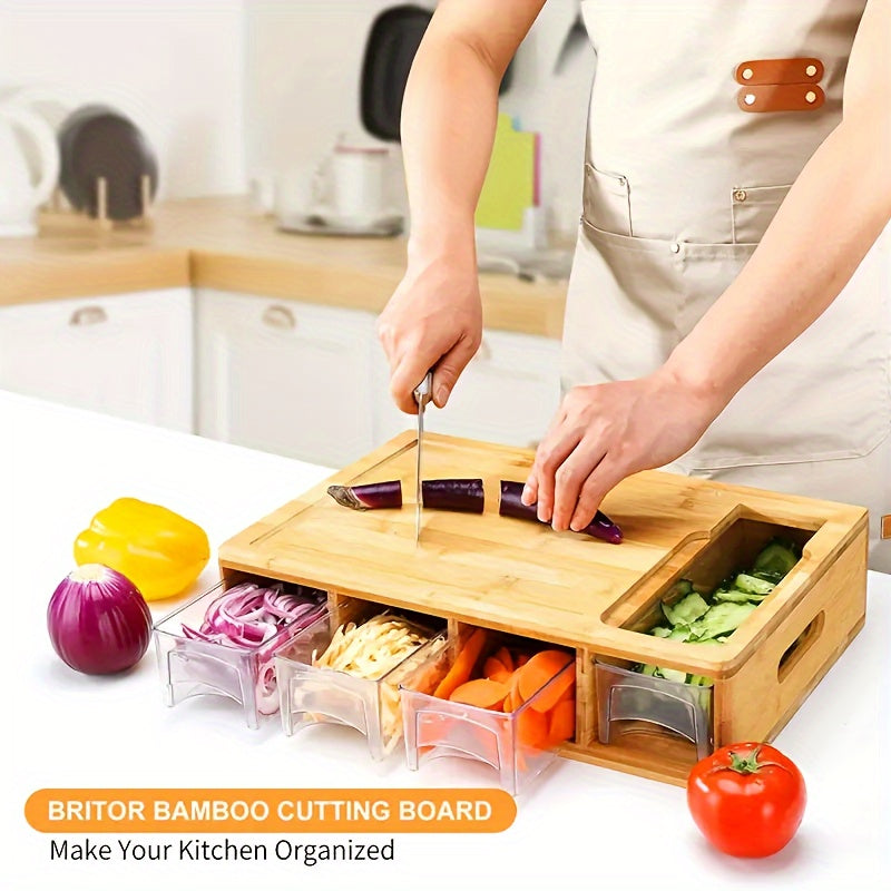 Cartmel Bamboo Chopping Board with Trays and Four Graters