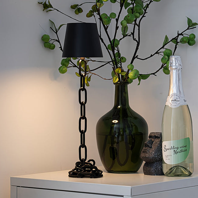 Burnsall Chain Link Table Lamp Cordless Touch Matte Black
