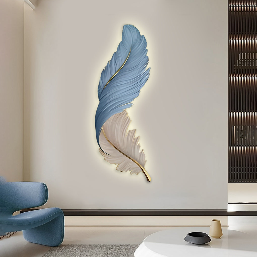 Grasmere Feather Wall Art Lamp LED Remote Dimmable Panel