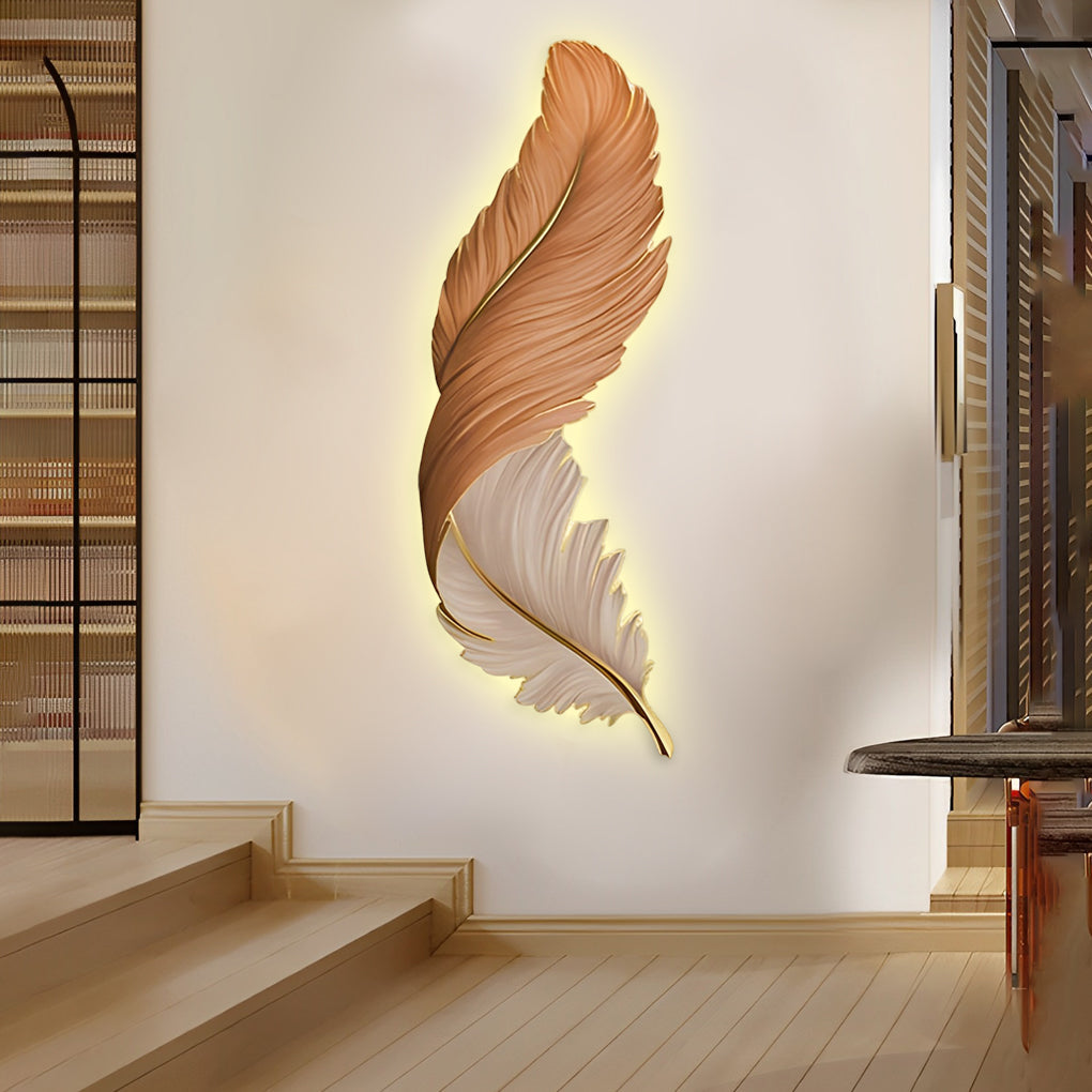 Grasmere Feather Wall Art Lamp LED Remote Dimmable Panel