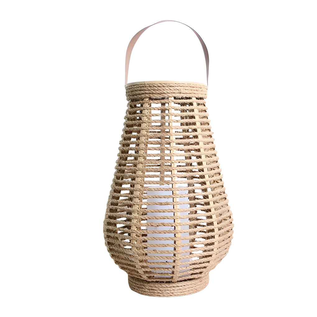Heddon Rattan Solar Lantern Hanging Jute Rope Handle