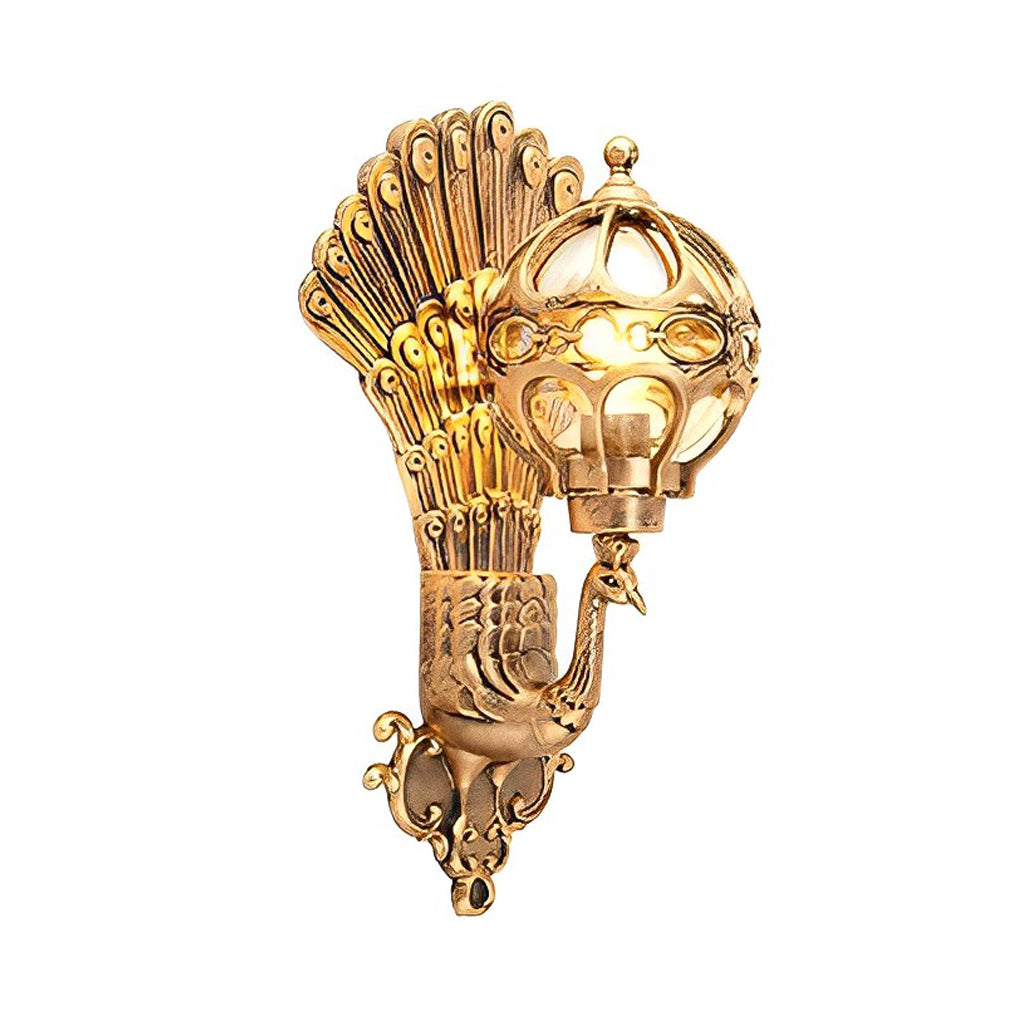 Helmsley Peacock Outdoor Wall Light Hand Painted IP55