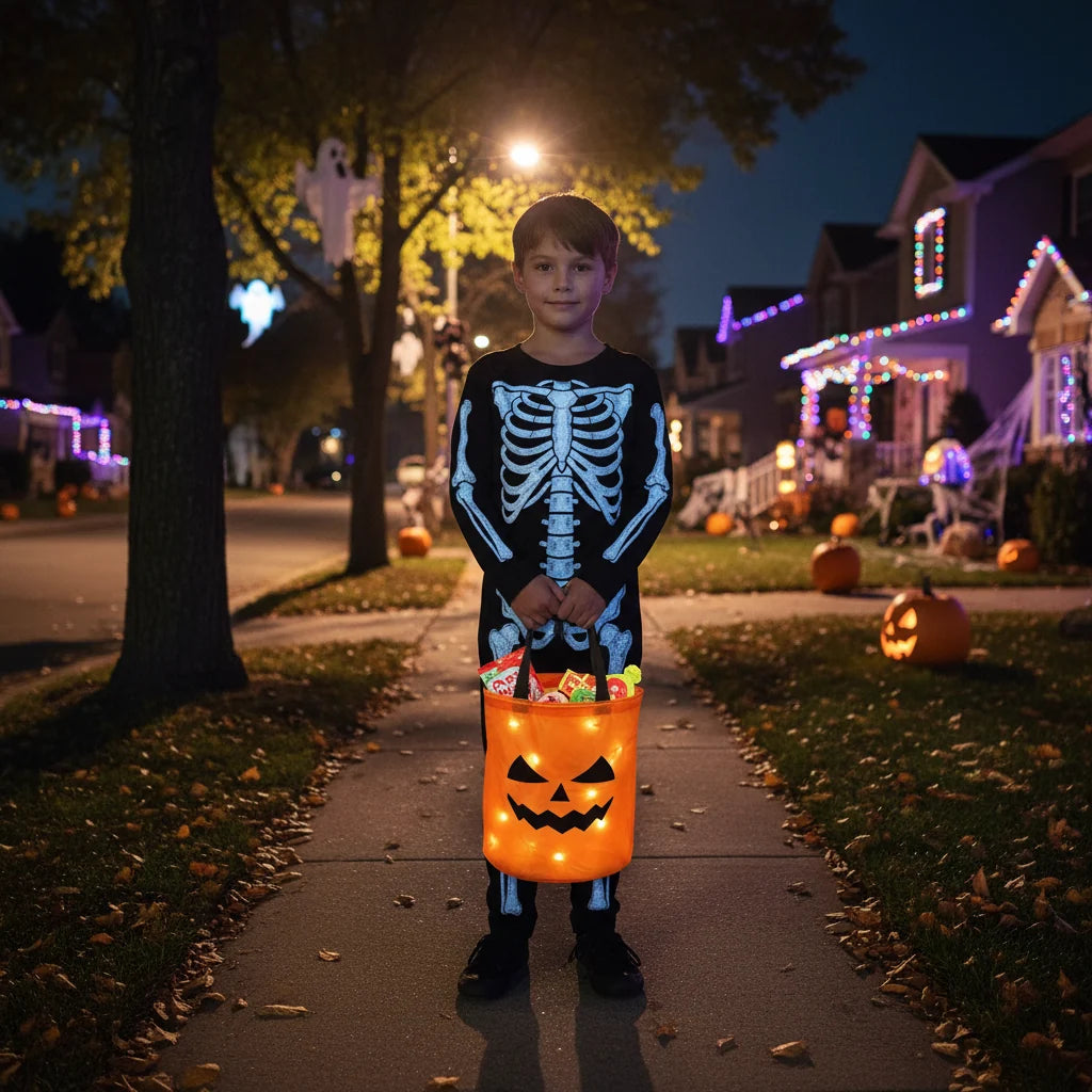 Alston Light Up Pumpkin Trick or Treat Bag Reusable LED