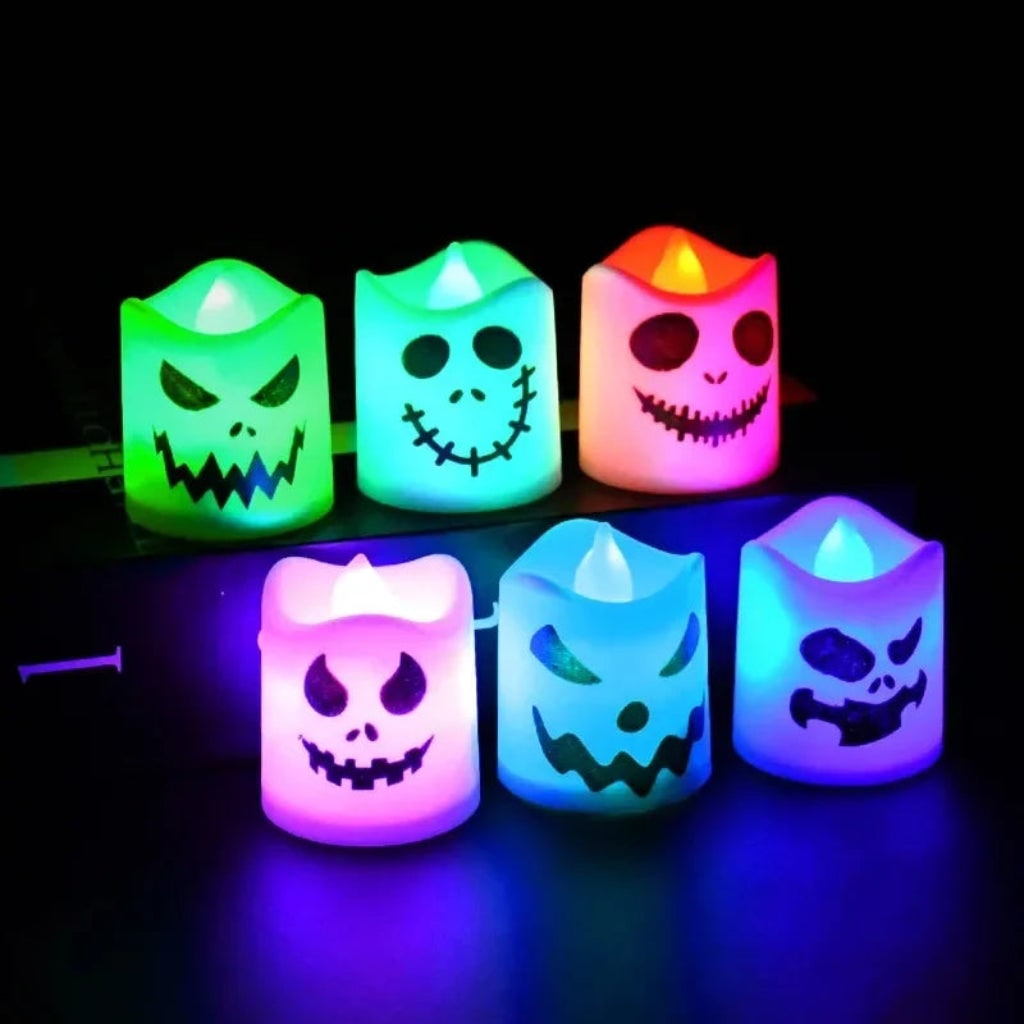 Tebay LED Pumpkin Tea Lights Flameless Halloween Candle Set