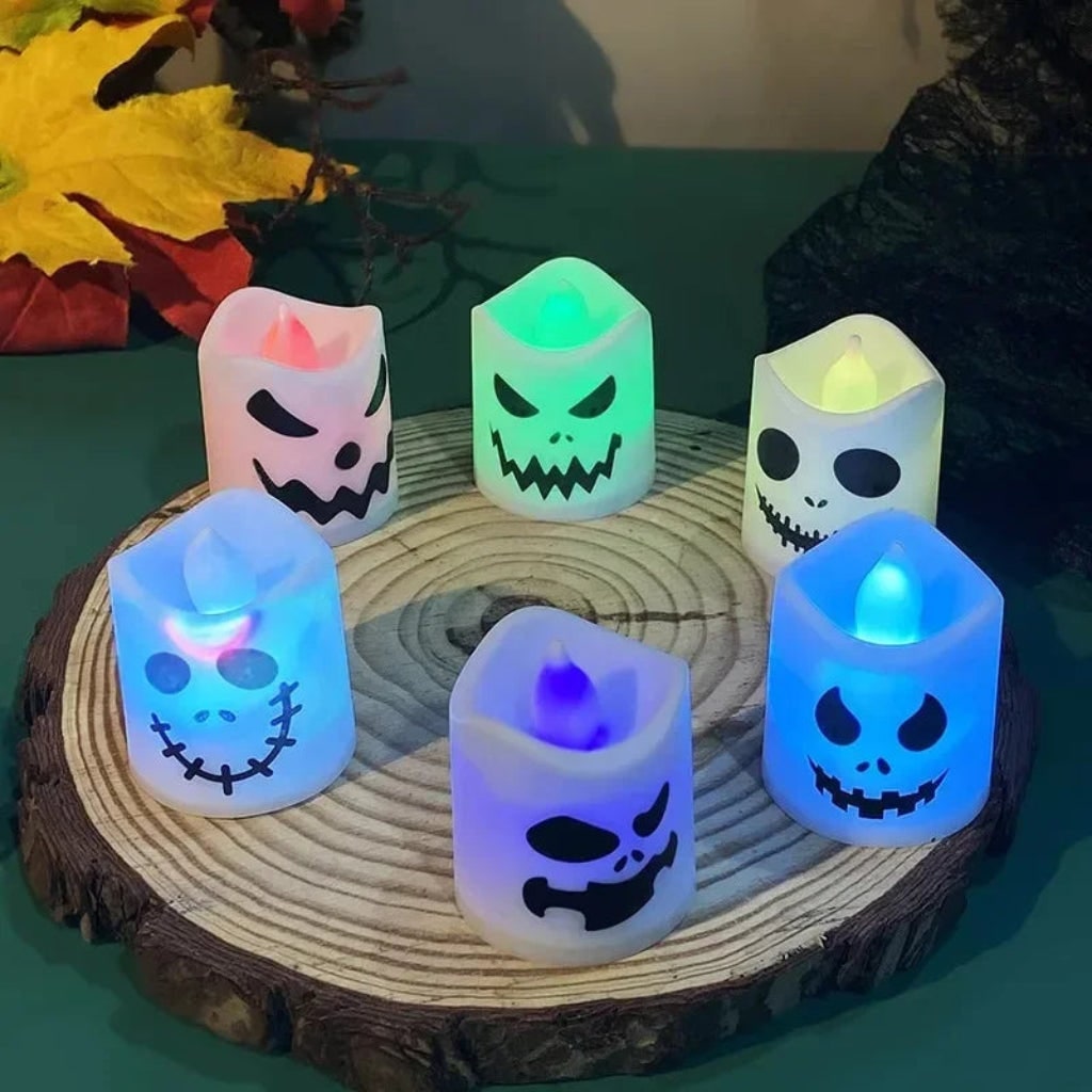 Tebay LED Pumpkin Tea Lights Flameless Halloween Candle Set