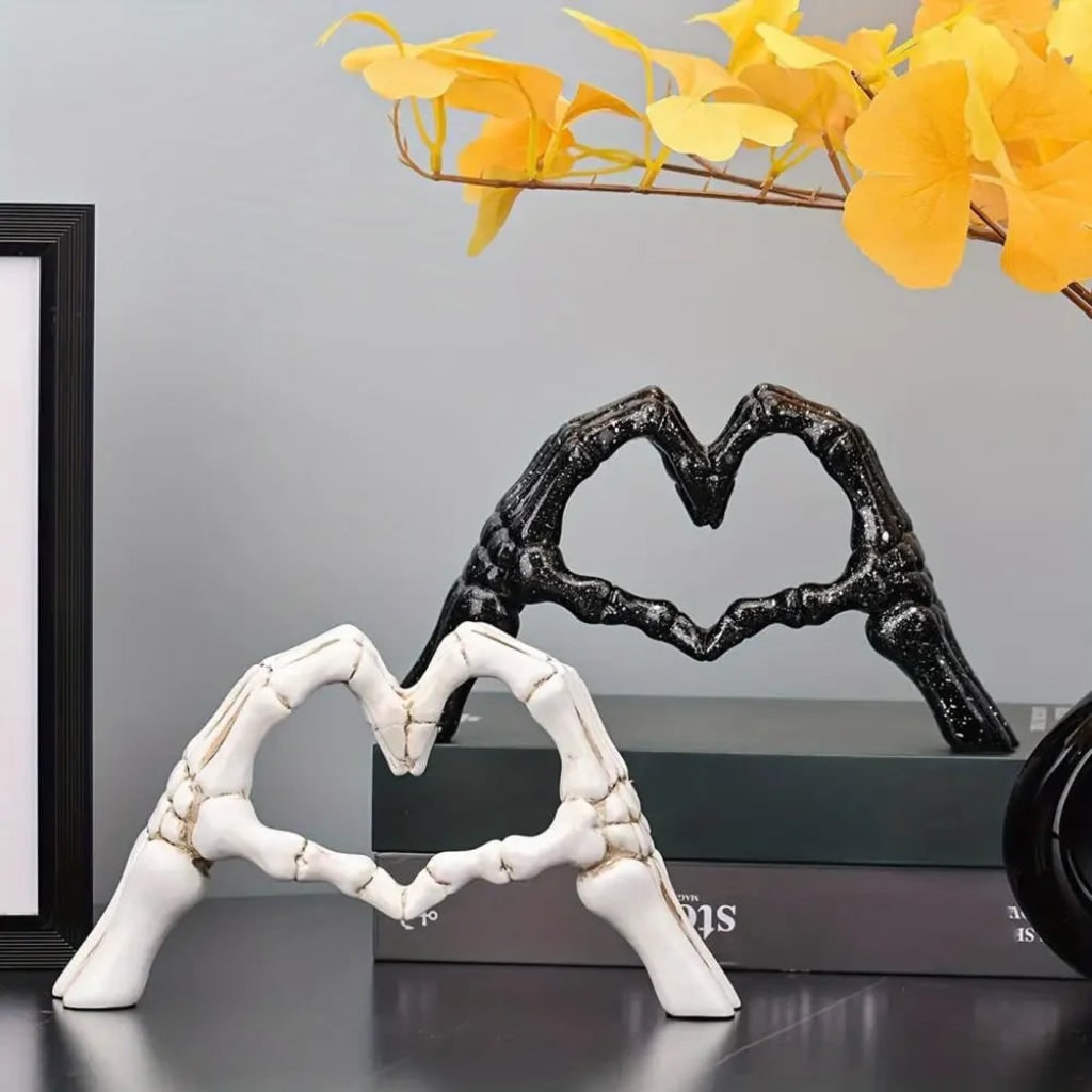 Crosby Skeleton Hand Heart Sculpture Gothic Halloween Decor