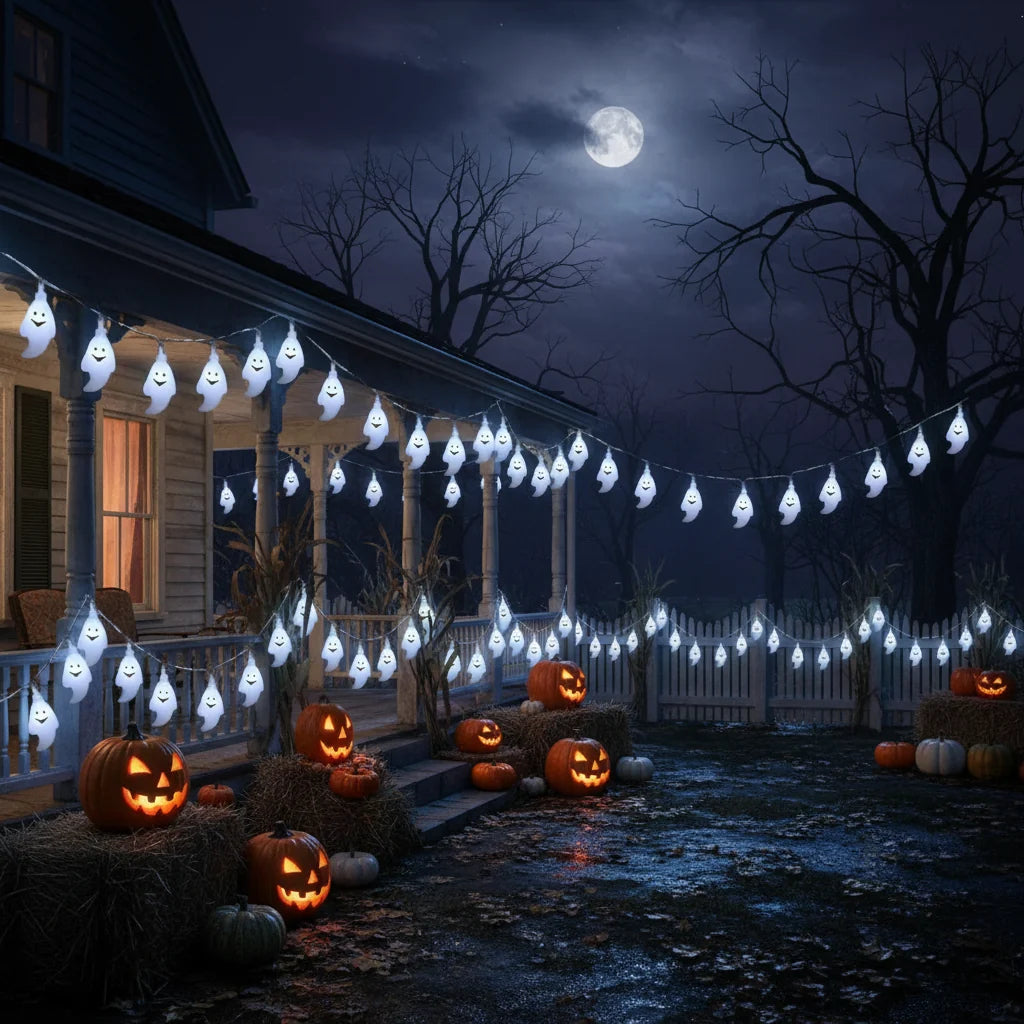Brough Ghost String Lights Battery Operated Halloween LED