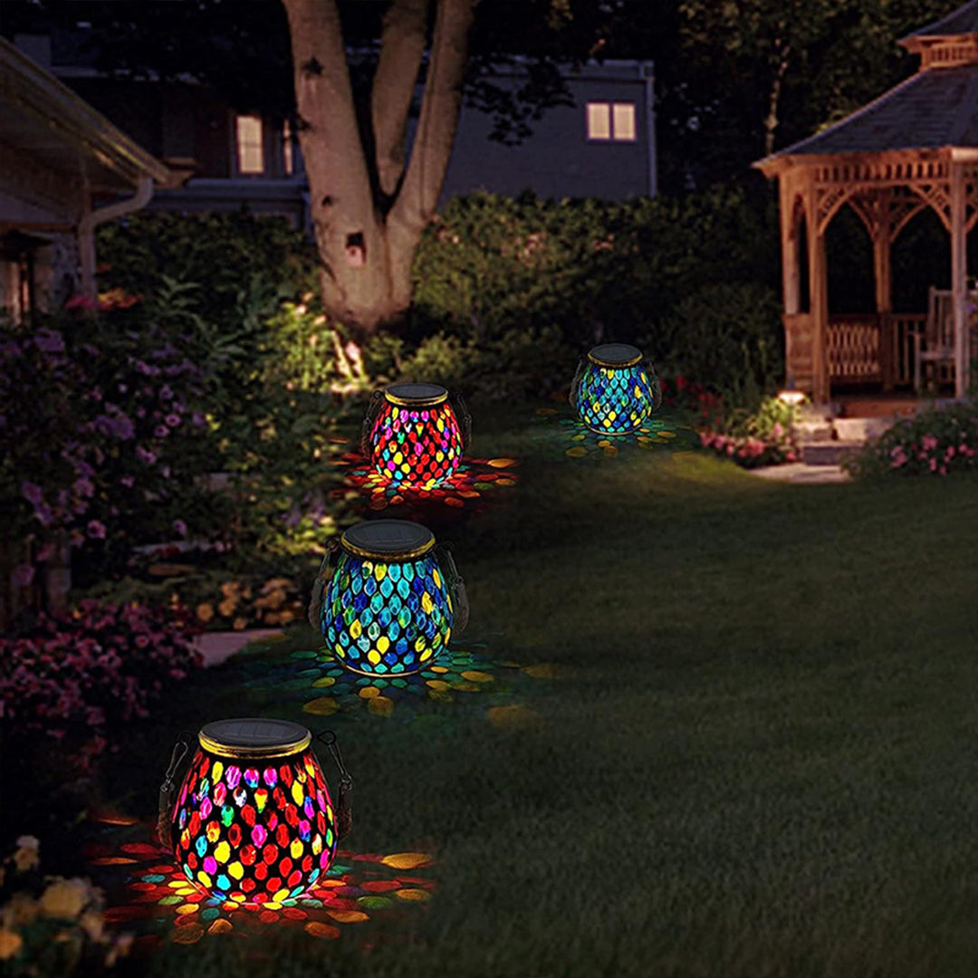 Wooler Mosaic Glass Solar Lights Set of 4 Garden Lanterns