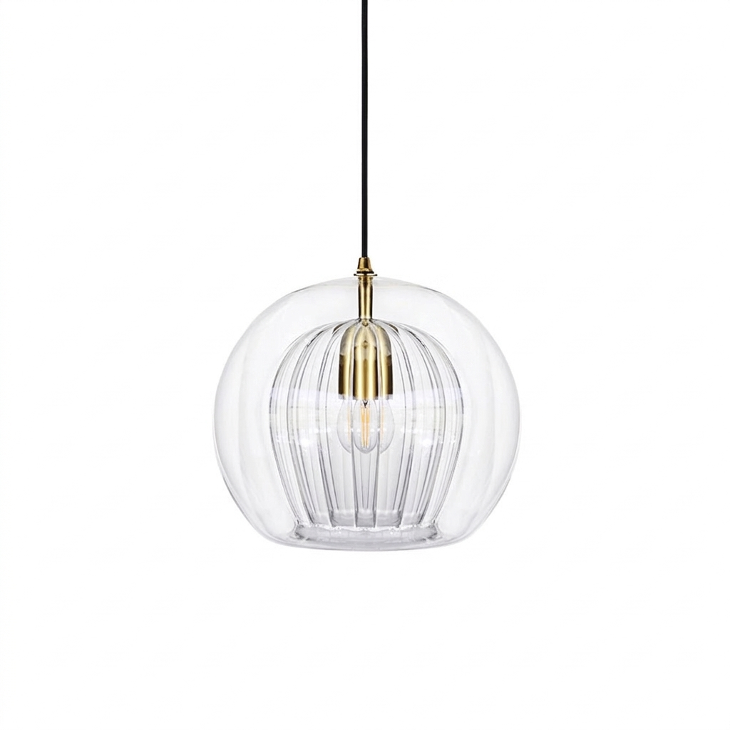 Marlowe glass globe pendant light on a white background