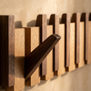 Close detail of the timber grain and hooks