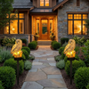 A pair of Wynn solar lights lining a garden path