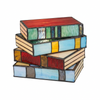 Novella stained glass book lamp on a white background