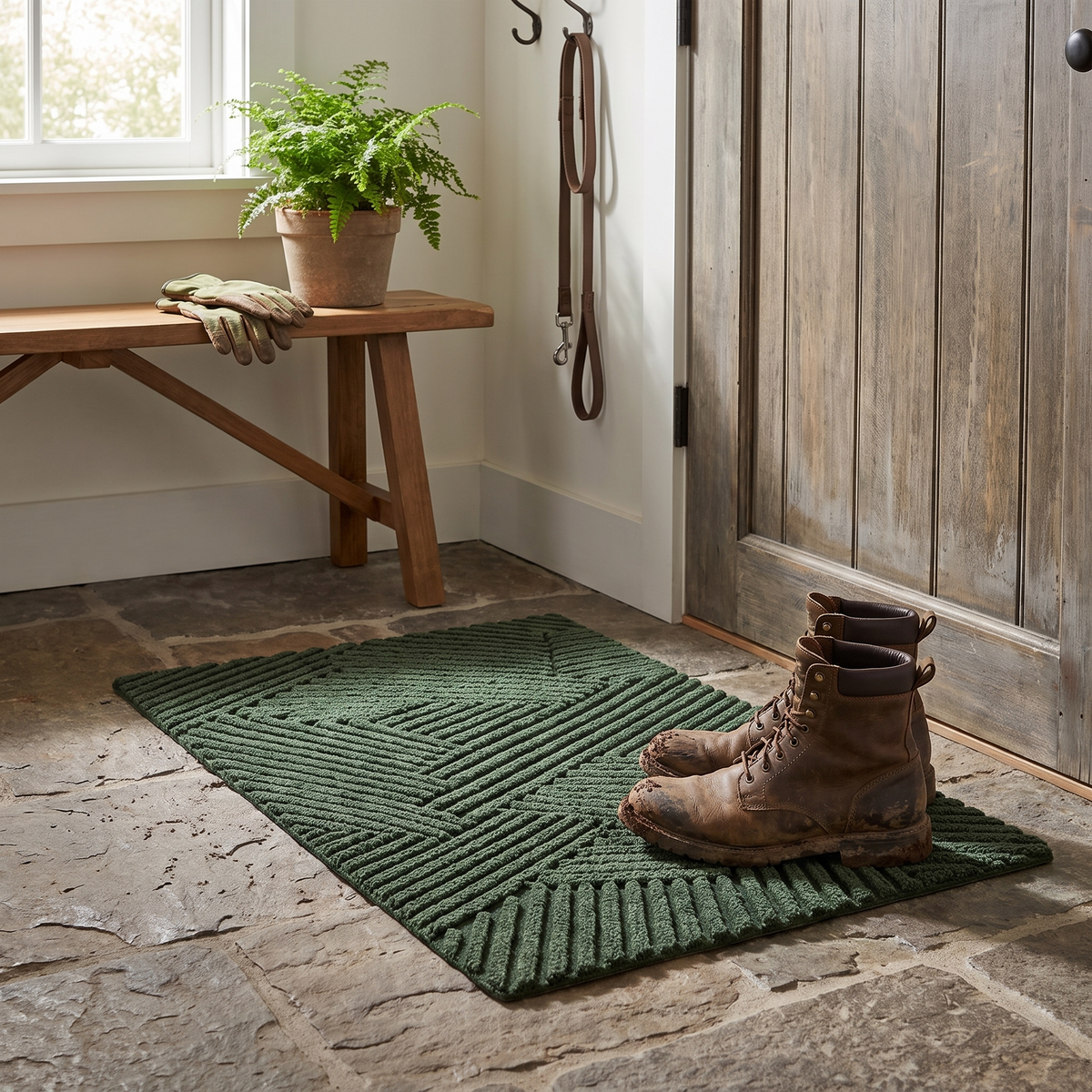 Brindle Non-Slip Door Mat in use