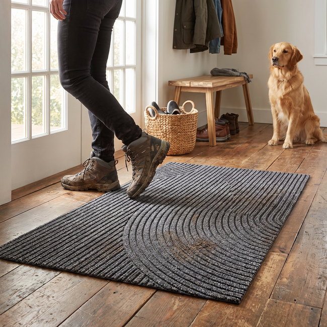Brindle Non-Slip Door Mat in use