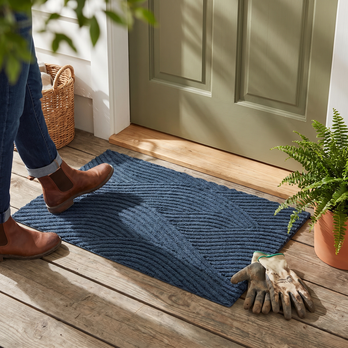 Brindle Non-Slip Door Mat in use