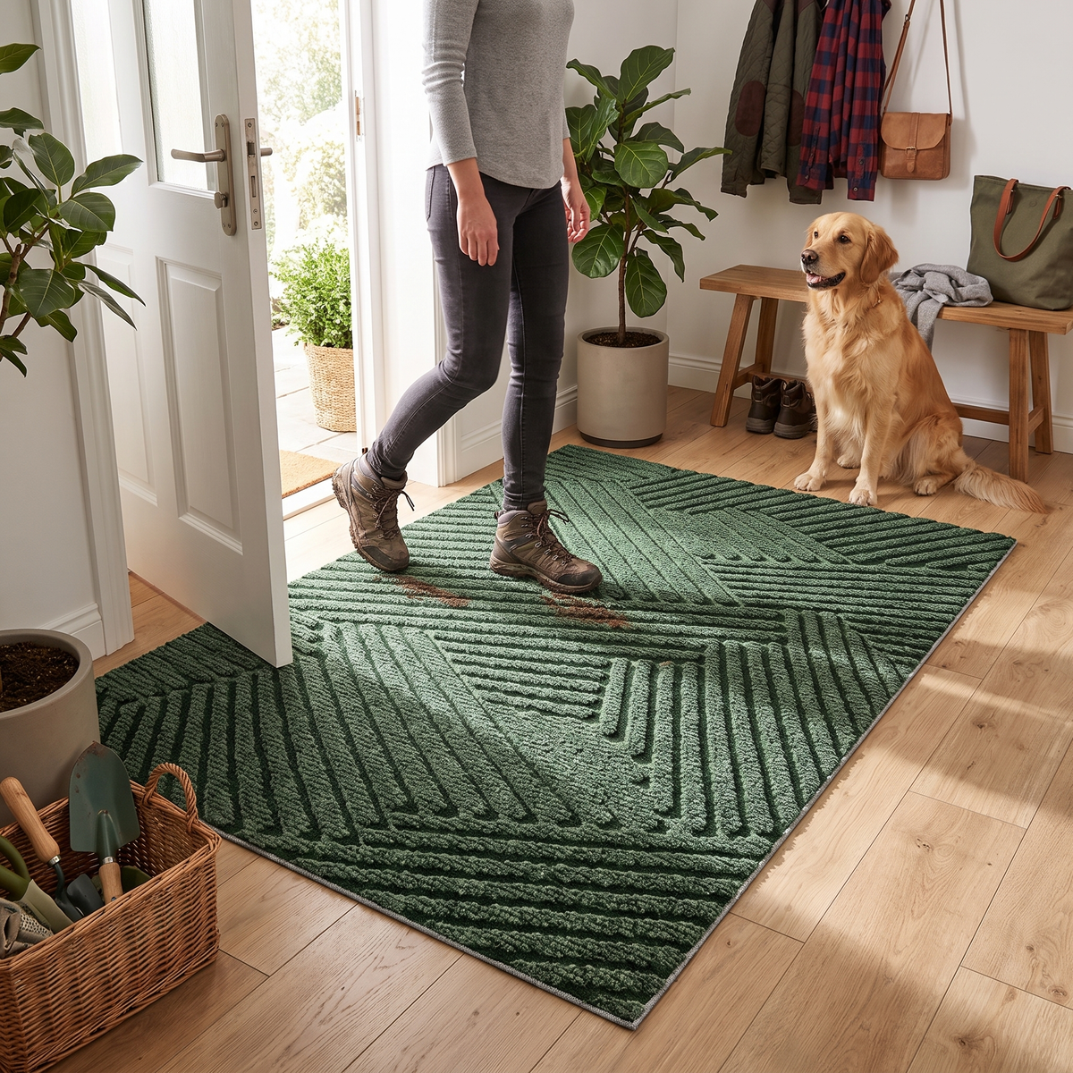 Brindle Non-Slip Door Mat in use