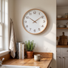Harlow Wood Frame Wall Clock in use