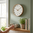 Harlow Wood Frame Wall Clock in use