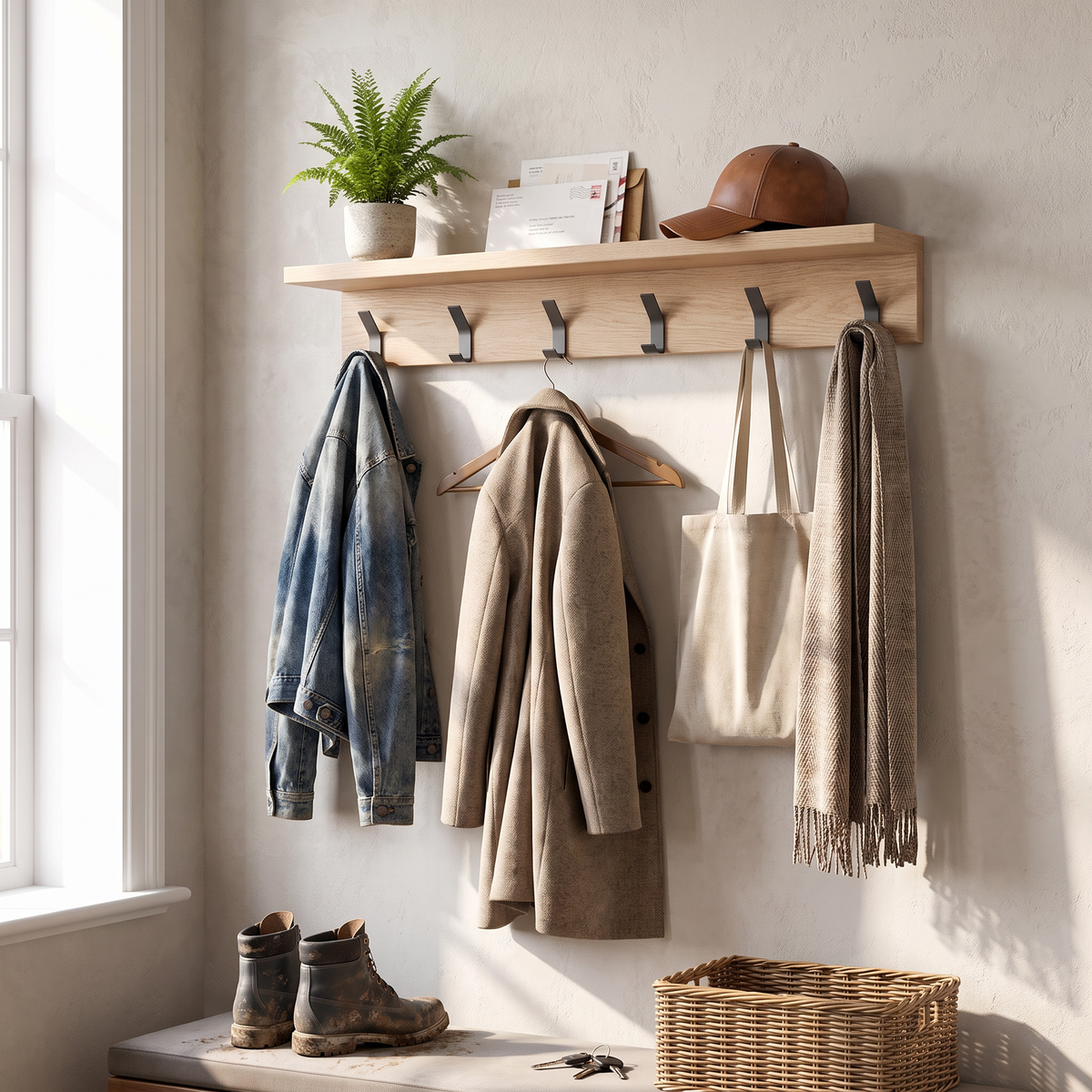 Dalby Wall Mounted Coat Rack in use