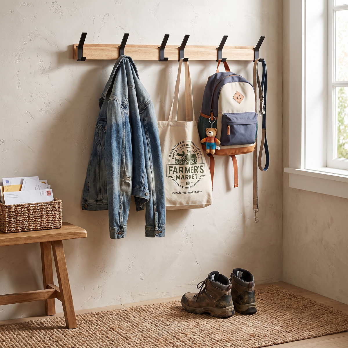 Dalby Wall Mounted Coat Rack in use