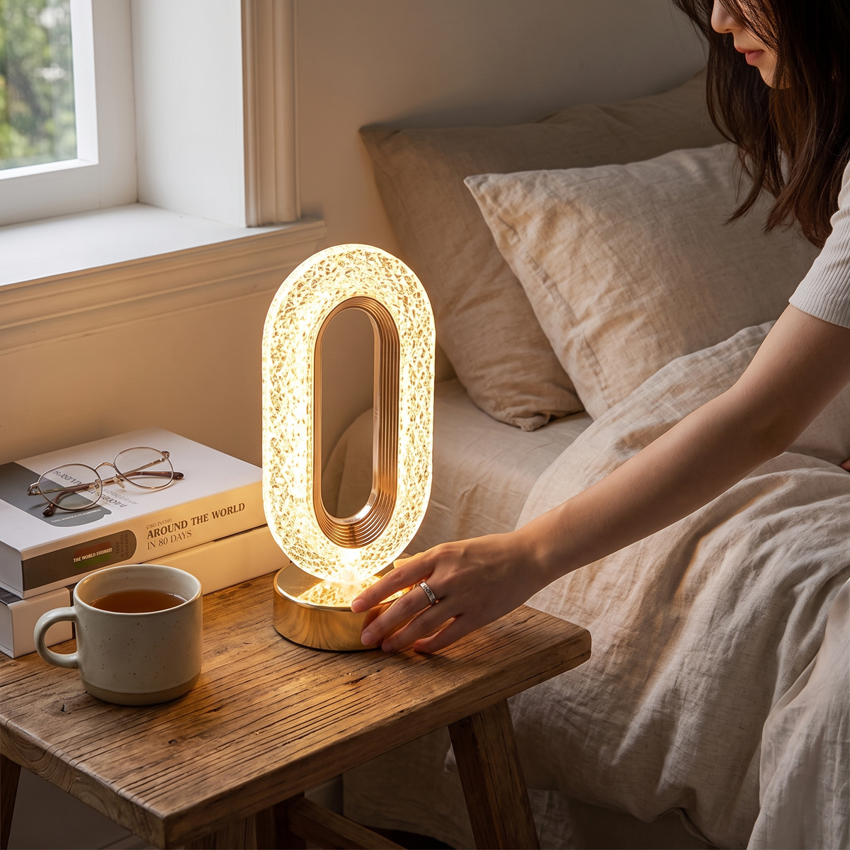 Stellora 3D Crystal LED Night Light in use