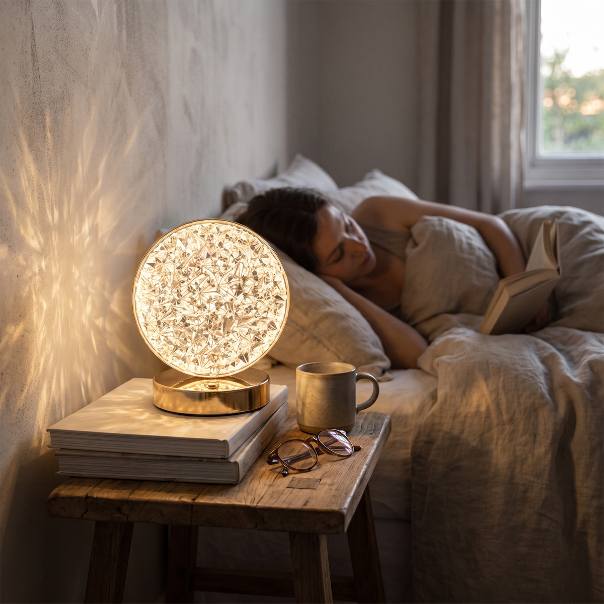 Stellora 3D Crystal LED Night Light in use