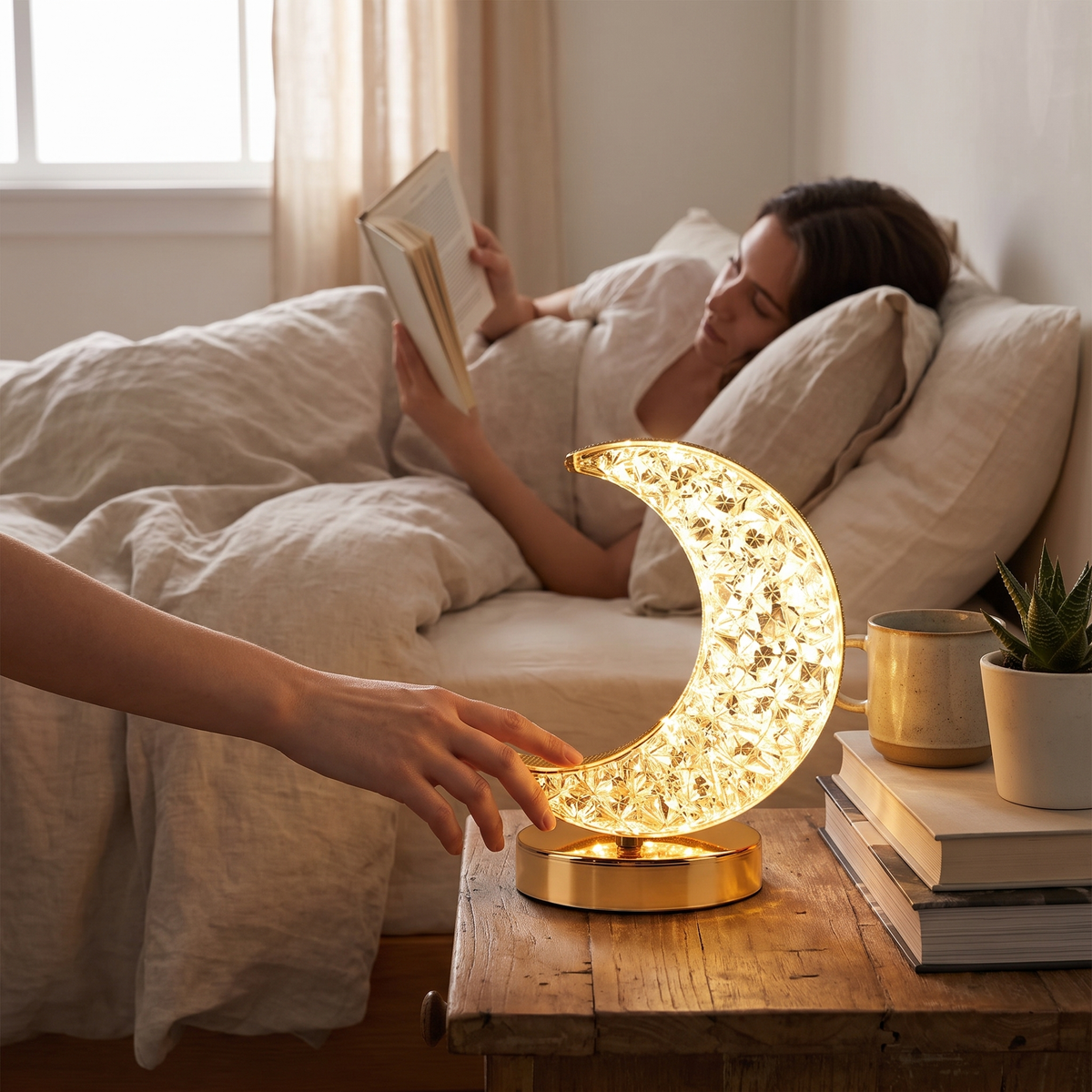 Stellora 3D Crystal LED Night Light in use