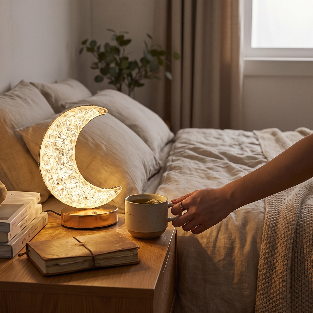 Stellora 3D Crystal LED Night Light in use