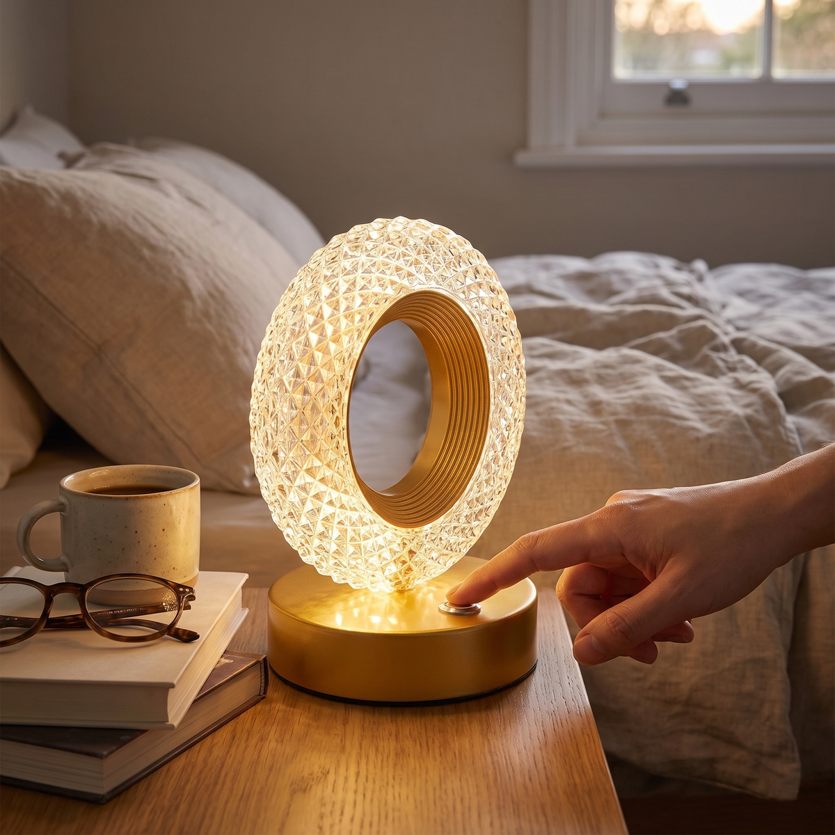 Stellora 3D Crystal LED Night Light in use
