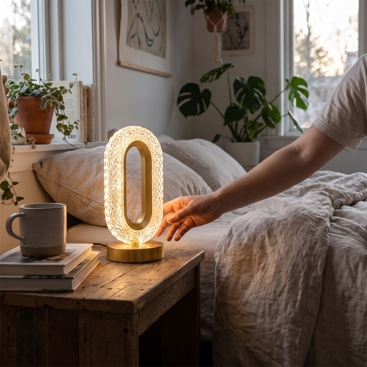 Stellora 3D Crystal LED Night Light in use