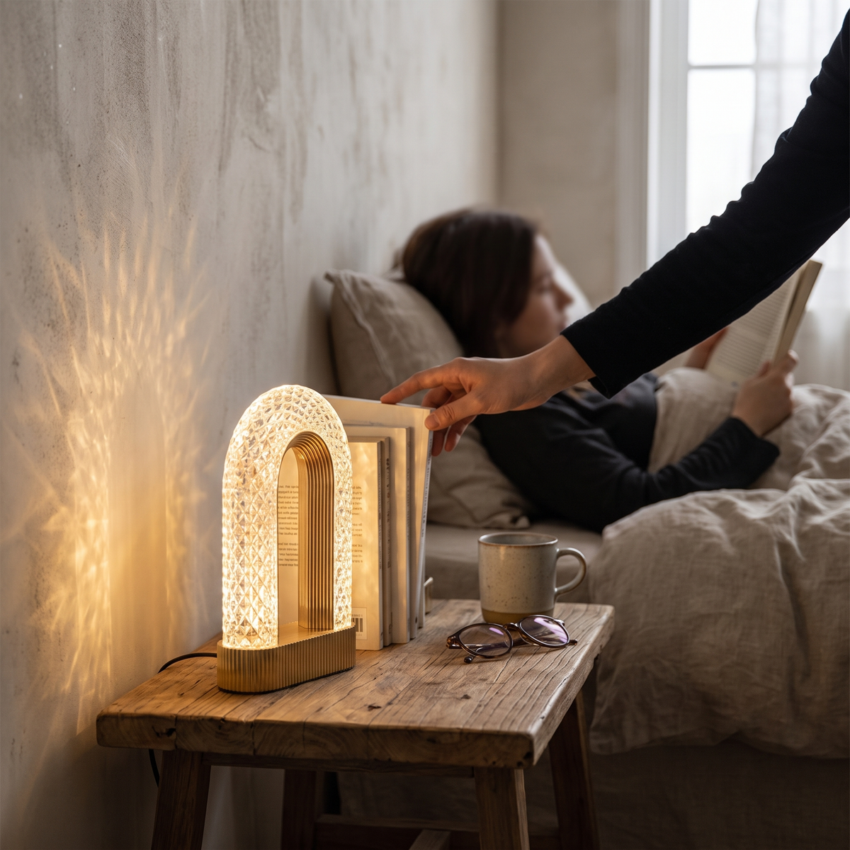 Stellora 3D Crystal LED Night Light in use